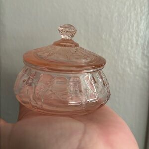 Vintage Depression Pink Glass Trinket Box